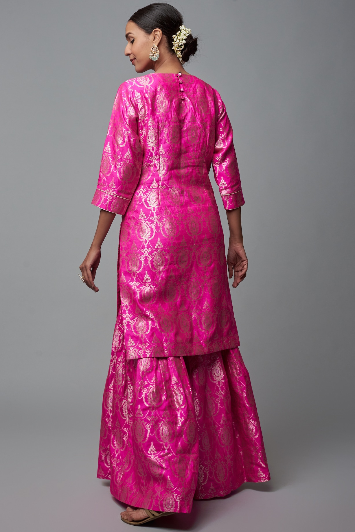 Blush Pink Brocade Sharara Suit