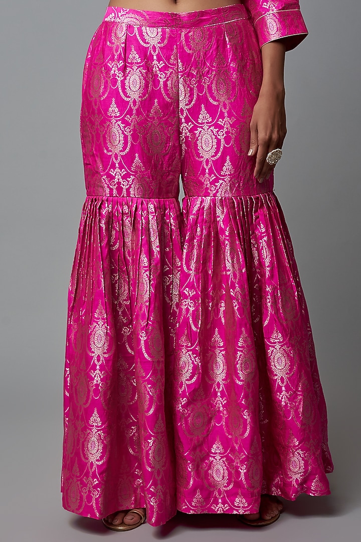 Pink Brocade Wedding Sharara Set by Sobariko at Pernia's Pop Up Shop