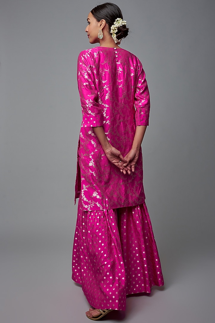 Pink Brocade Wedding Sharara Set by Sobariko at Pernia's Pop Up Shop