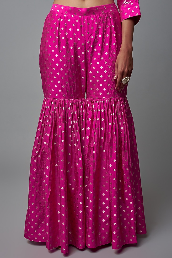 Pink Brocade Wedding Sharara Set by Sobariko at Pernia's Pop Up Shop
