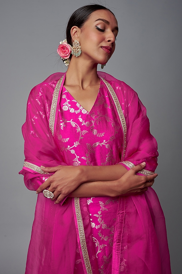 Pink Brocade Wedding Sharara Set by Sobariko at Pernia's Pop Up Shop