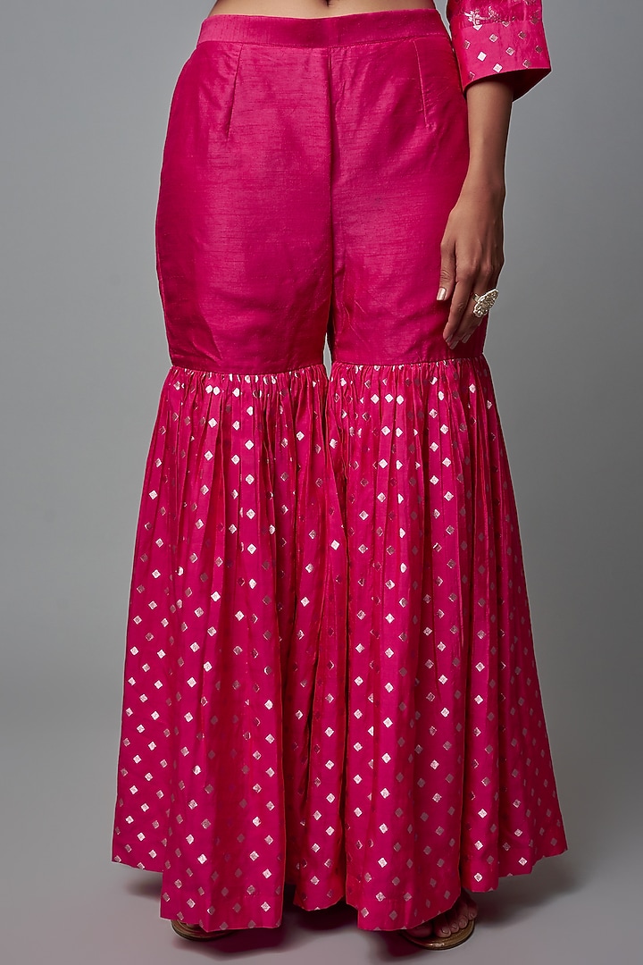 Pink Brocade Wedding Sharara Set by Sobariko at Pernia's Pop Up Shop