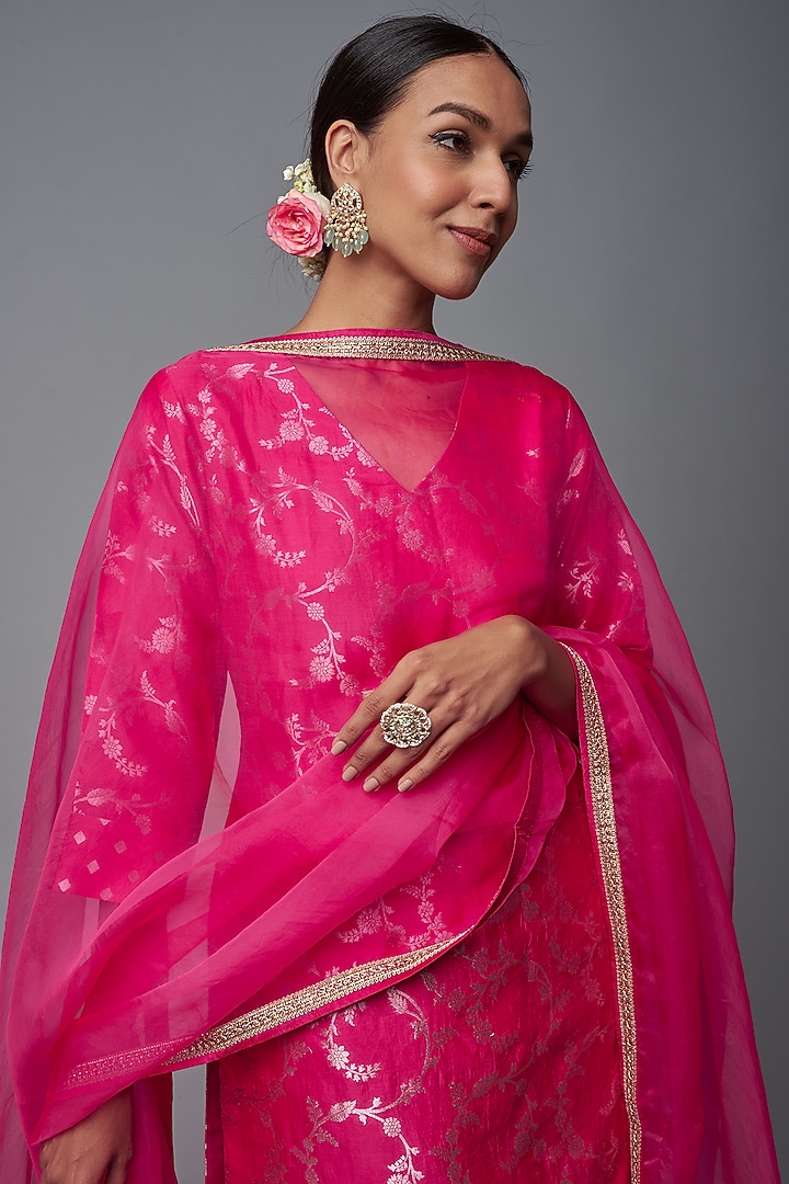 Pink Brocade Wedding Sharara Set by Sobariko at Pernia's Pop Up Shop