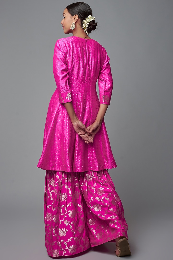Pink Brocade Wedding Sharara Set by Sobariko at Pernia's Pop Up Shop