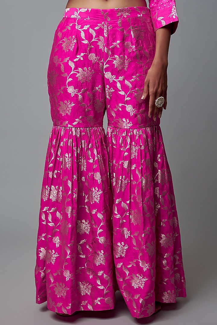 Pink Brocade Wedding Sharara Set by Sobariko at Pernia's Pop Up Shop