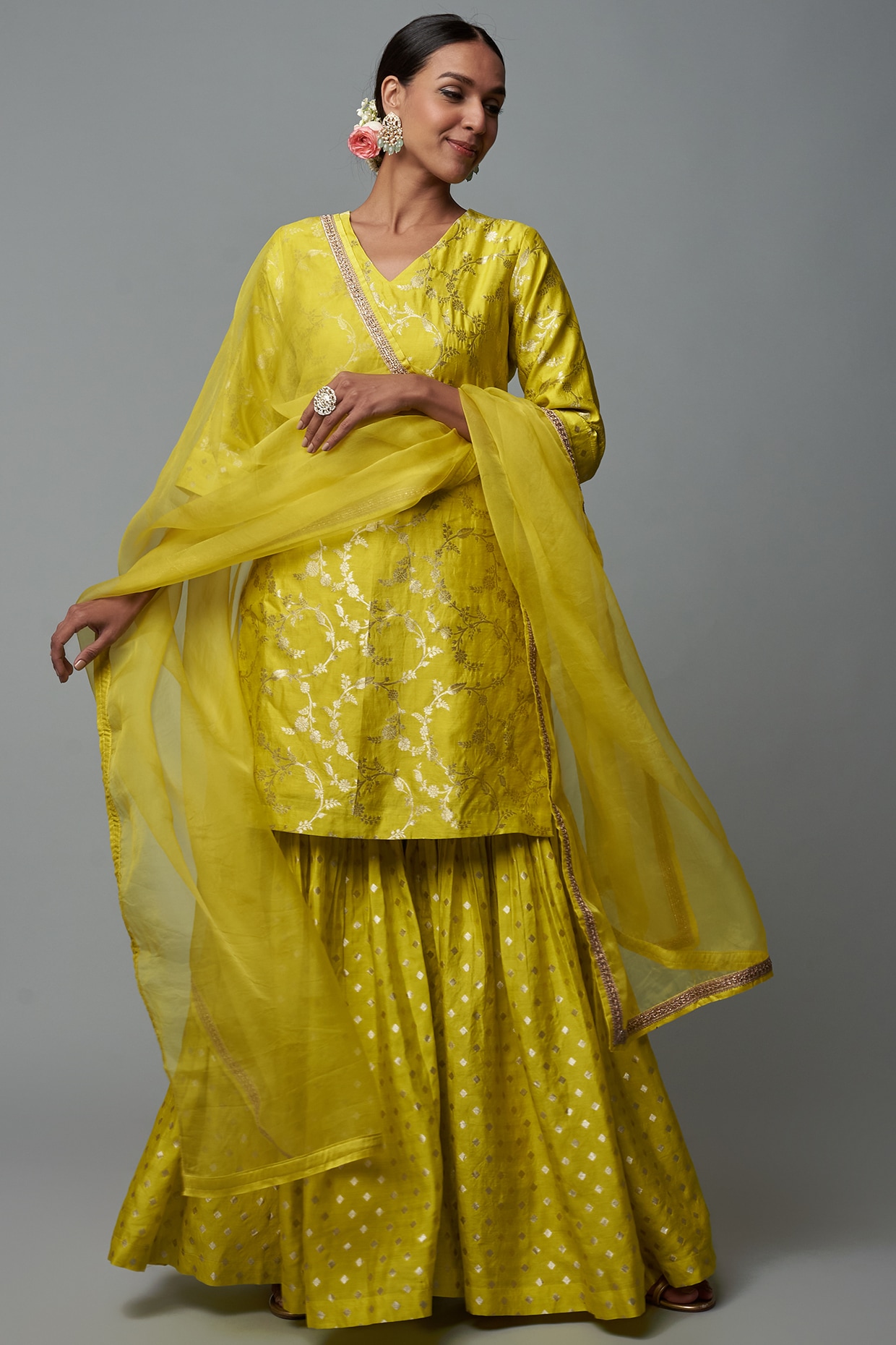 yellow sharara set