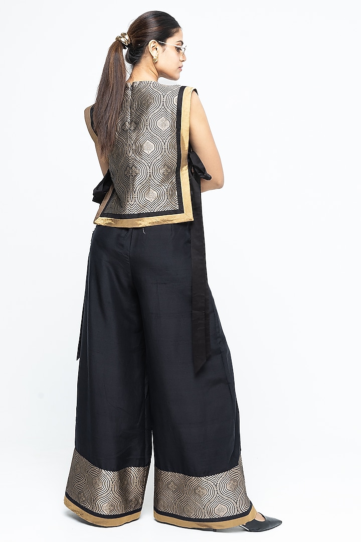 Black Silk Brocade Co-Ord Set by Sobariko at Pernia's Pop Up Shop