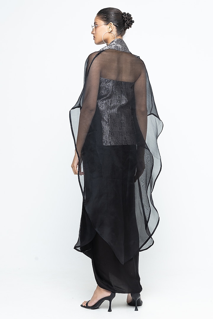 Black Satin Draped Skirt Set by Sobariko at Pernia's Pop Up Shop