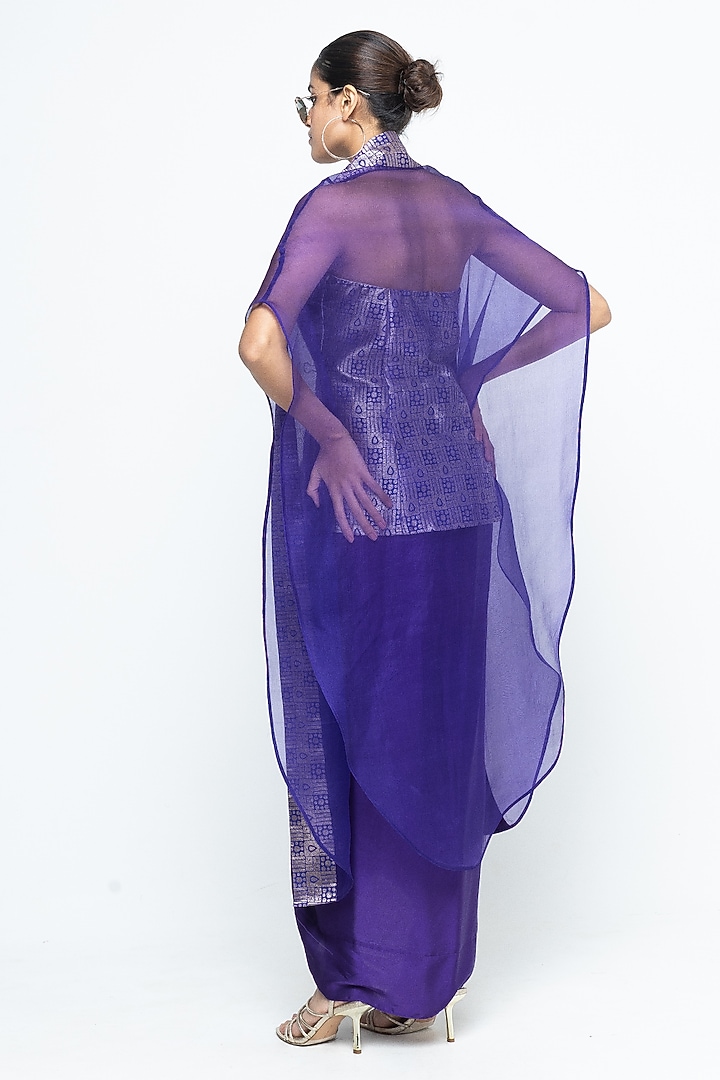 Purple Satin Draped Skirt Set by Sobariko at Pernia's Pop Up Shop