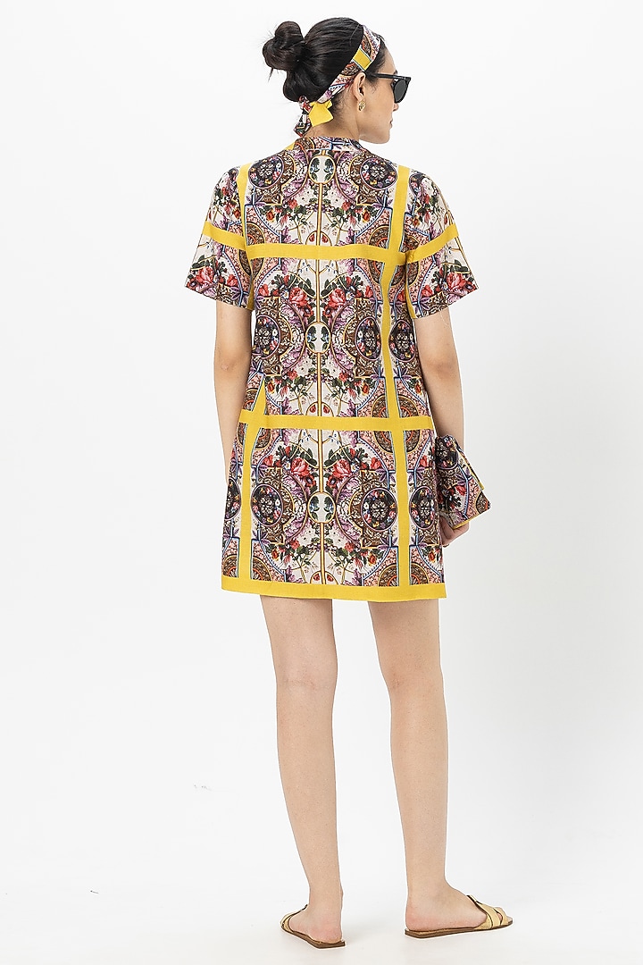 Yellow Linen Blend Rococo Printed Summer Dress by Sobariko at Pernia's Pop Up Shop
