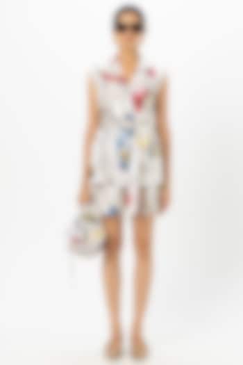 White Linen Blend Floral Printed Co-Ord Set by Sobariko at Pernia's Pop Up Shop