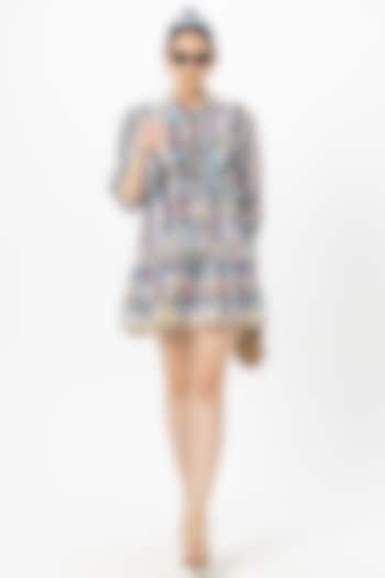 Blue Linen Blend Mini Summer Dress by Sobariko at Pernia's Pop Up Shop