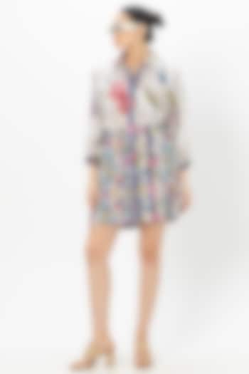 White Linen Blend Floral Mini Summer Dress by Sobariko at Pernia's Pop Up Shop