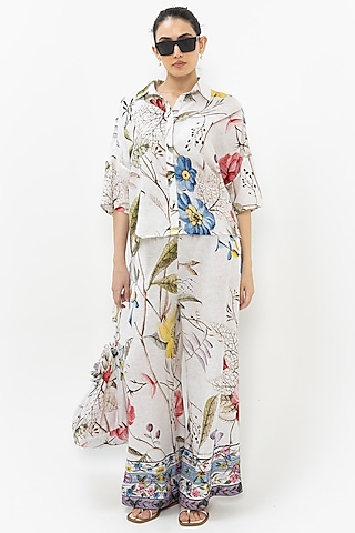 Ivory 100% Pure linen printed co-ord sets