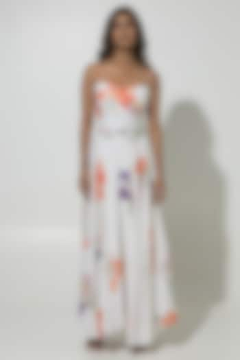 White Linen Floral Strappy Dress by Sobariko at Pernia's Pop Up Shop