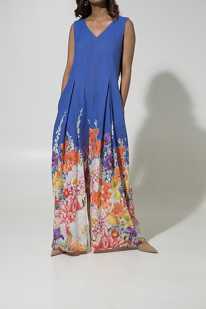 Blue Linen Jumpsuit by Sobariko at Pernia's Pop Up Shop