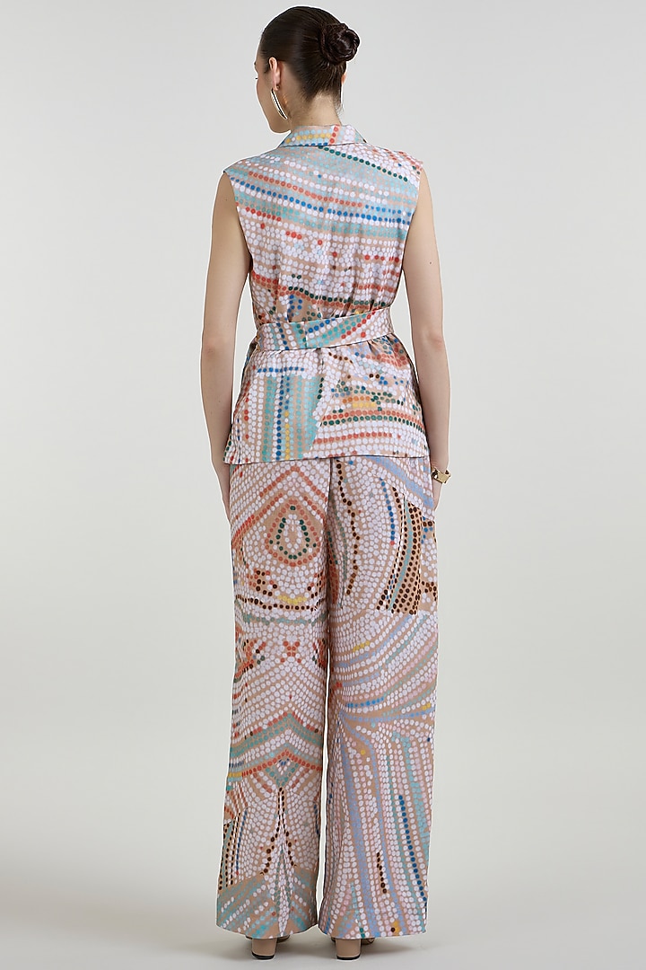 Multi-Colored Linen Blend Abstract Printed Co-Ord Set by Sobariko at Pernia's Pop Up Shop