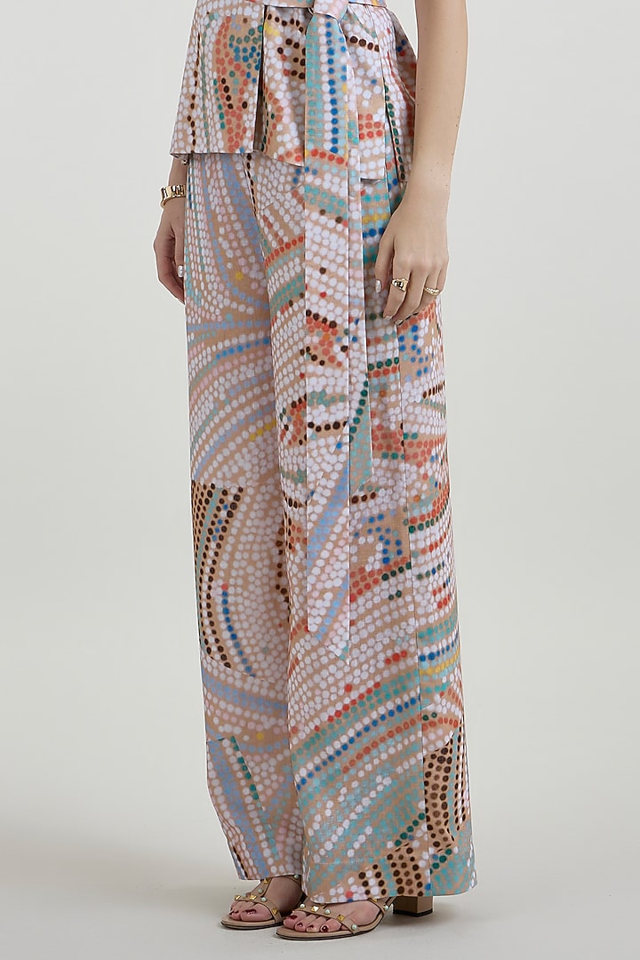 Multi-Colored Linen Blend Abstract Printed Co-Ord Set by Sobariko at Pernia's Pop Up Shop