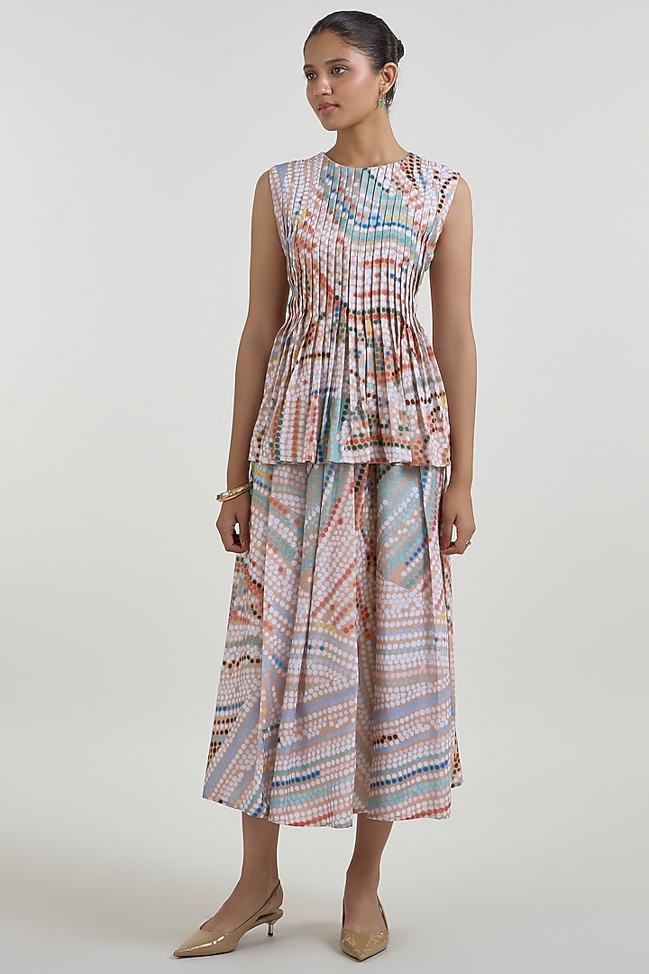Multi-Colored Linen Blend Printed Skirt Set by Sobariko at Pernia's Pop Up Shop