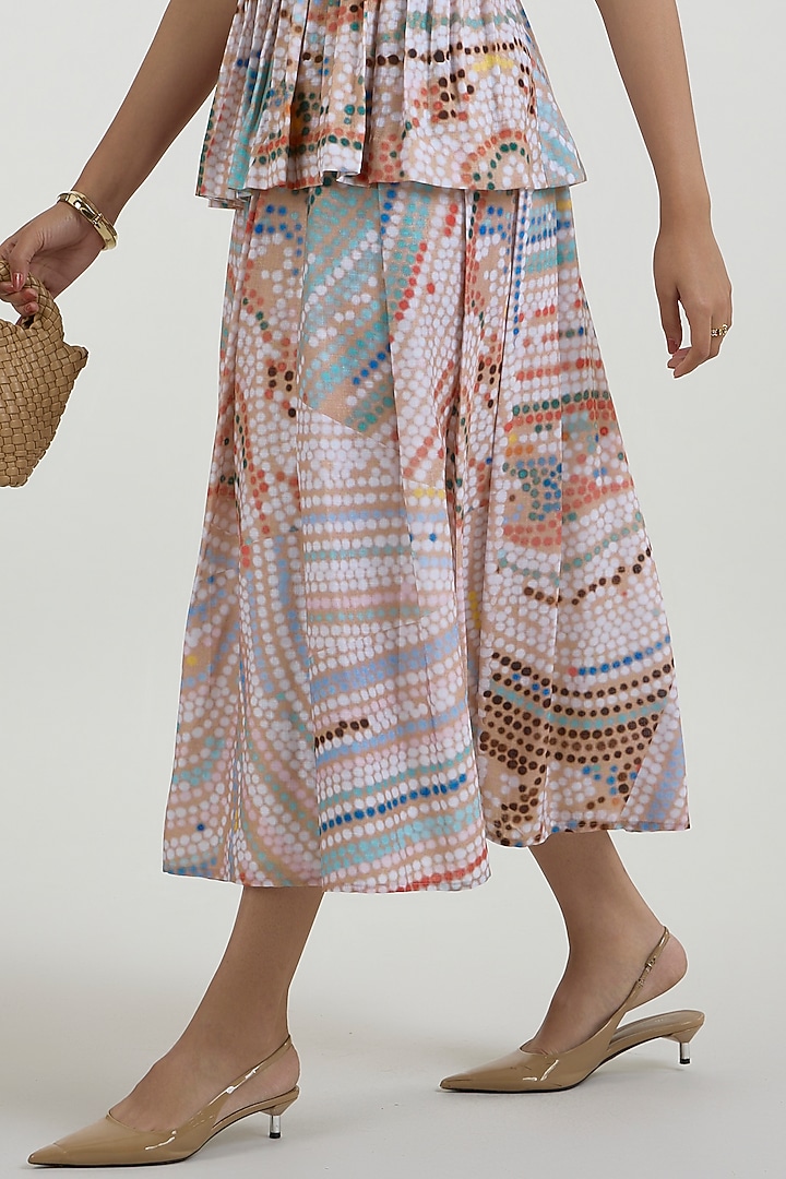 Multi-Colored Linen Blend Printed Skirt Set by Sobariko at Pernia's Pop Up Shop