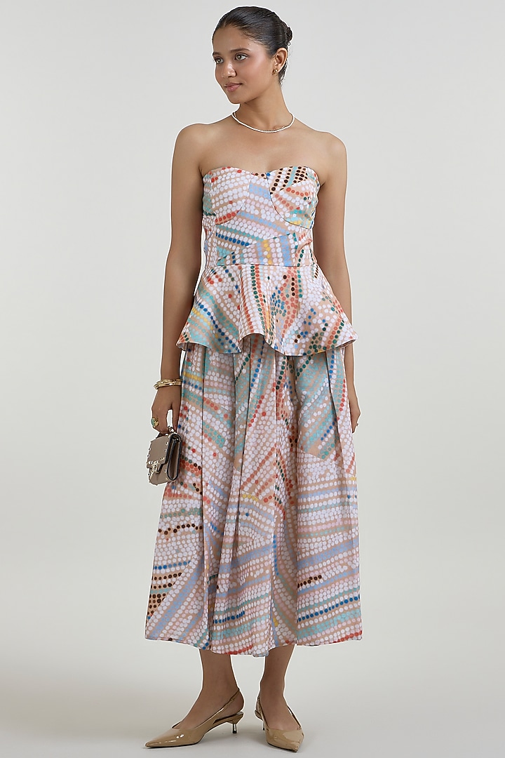 Multi-Colored Linen Blend Printed Skirt Set by Sobariko at Pernia's Pop Up Shop