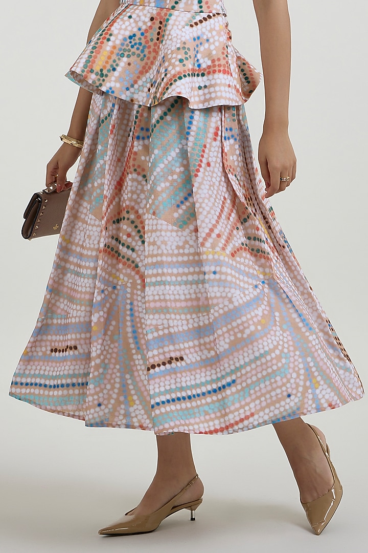 Multi-Colored Linen Blend Printed Skirt Set by Sobariko at Pernia's Pop Up Shop