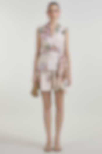 Light Yellow Linen Blend Hydrangea Printed Co-Ord Set by Sobariko at Pernia's Pop Up Shop