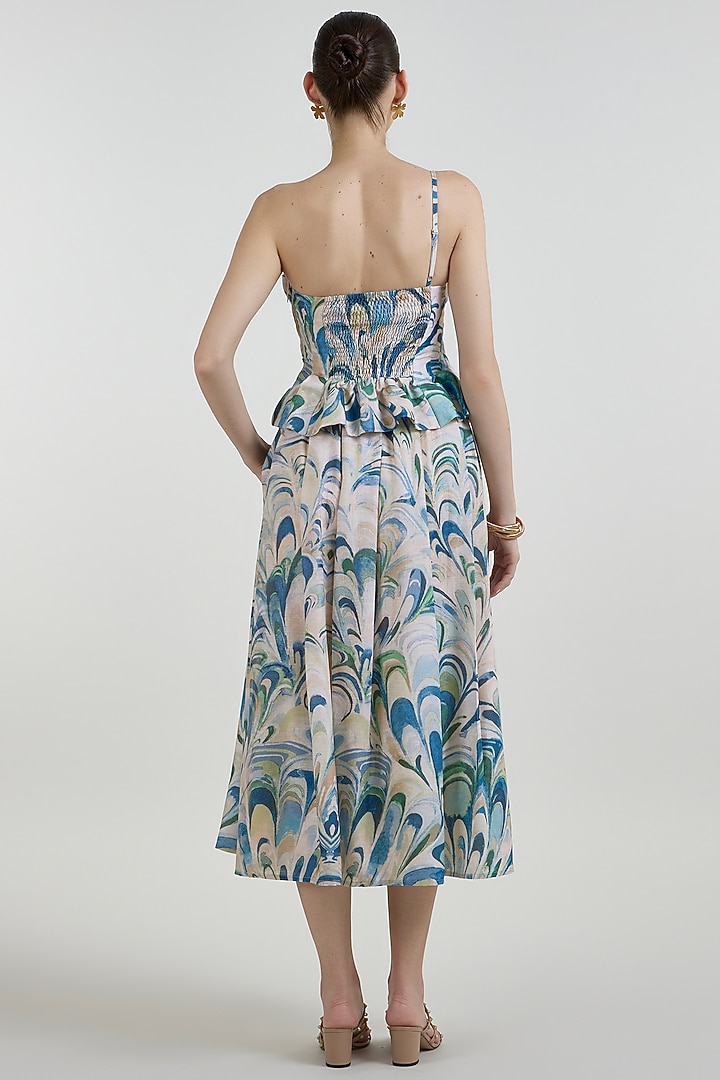 Multi-Colored Linen Blend Penelope Printed Skirt Set by Sobariko at Pernia's Pop Up Shop