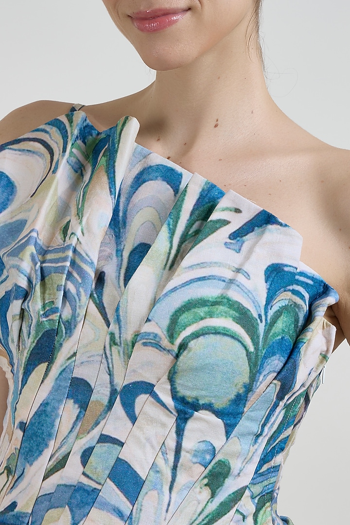 Multi-Colored Linen Blend Penelope Printed Skirt Set by Sobariko at Pernia's Pop Up Shop