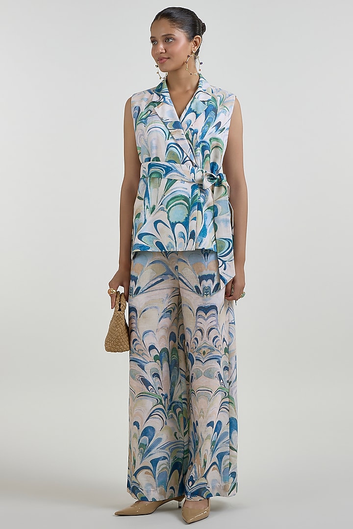 Multi-Colored Linen Blend Penelope Printed Co-Ord Set by Sobariko at Pernia's Pop Up Shop