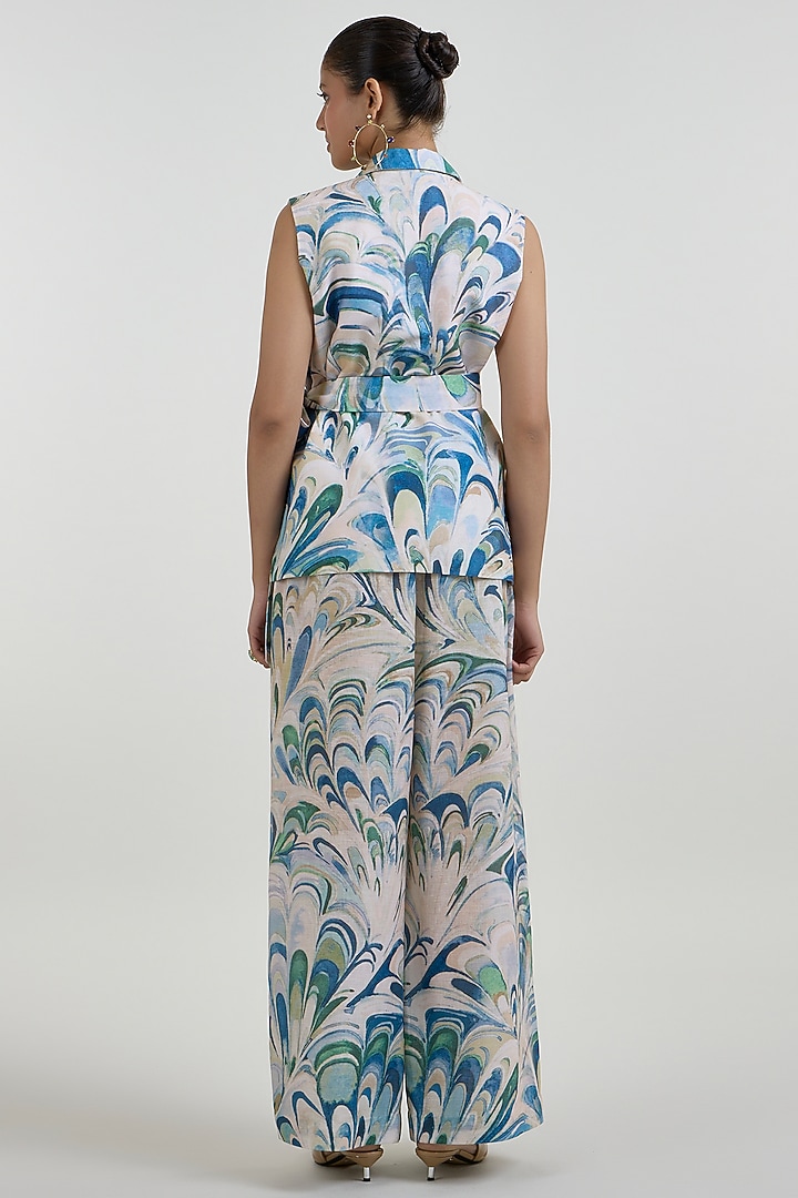 Multi-Colored Linen Blend Penelope Printed Co-Ord Set by Sobariko at Pernia's Pop Up Shop