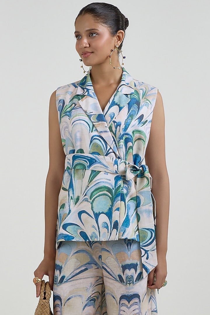 Multi-Colored Linen Blend Penelope Printed Co-Ord Set by Sobariko at Pernia's Pop Up Shop
