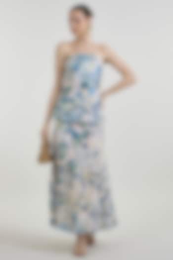 Multi-Colored Linen Blend Penelope Printed Strapless Vacation Dress by Sobariko at Pernia's Pop Up Shop
