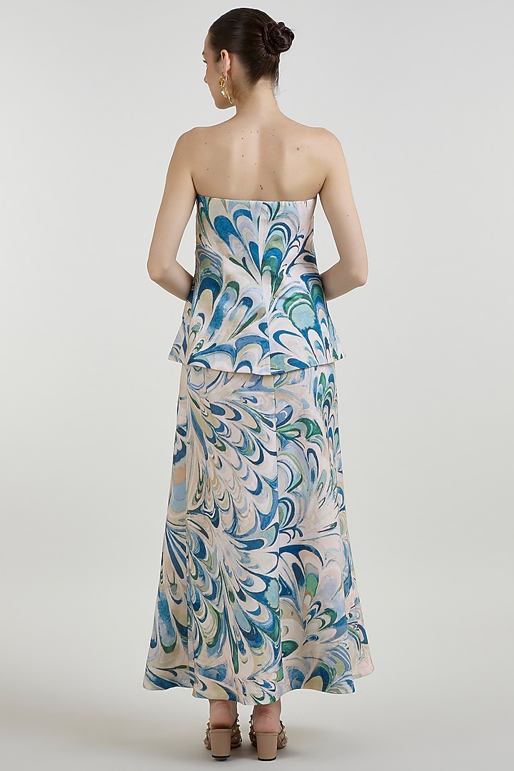 Multi-Colored Linen Blend Penelope Printed Strapless Vacation Dress by Sobariko at Pernia's Pop Up Shop