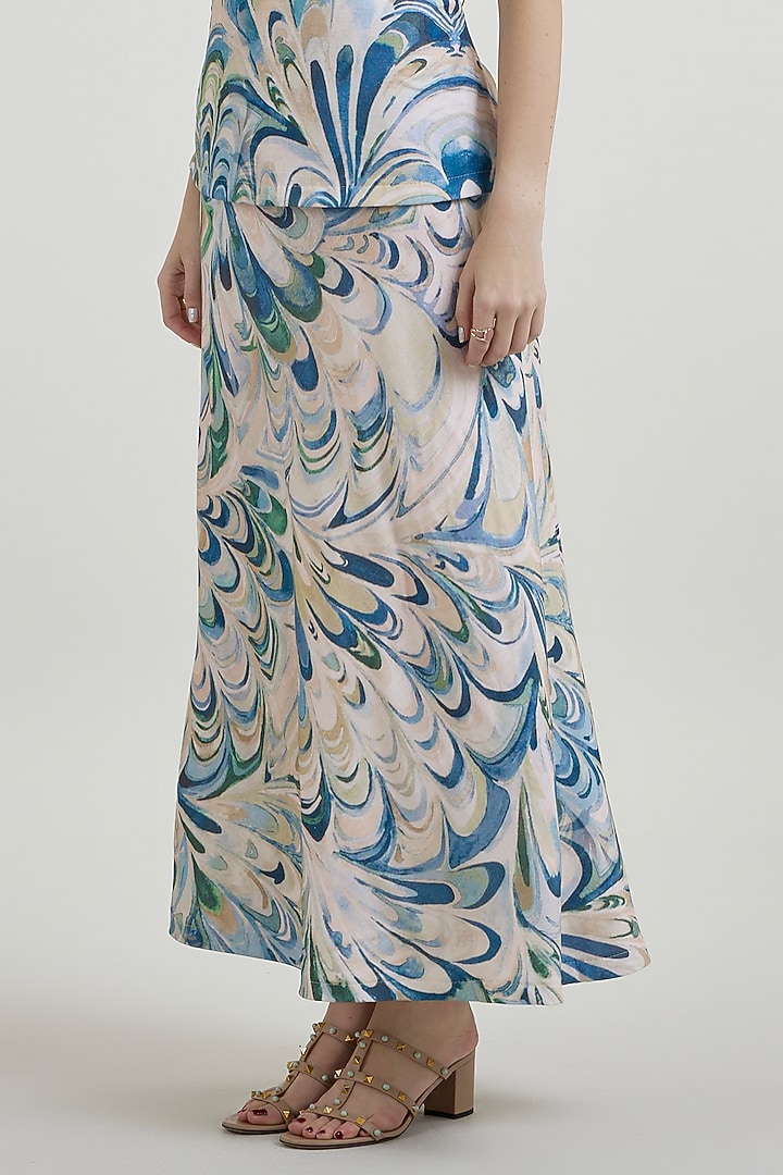 Multi-Colored Linen Blend Penelope Printed Strapless Vacation Dress by Sobariko at Pernia's Pop Up Shop
