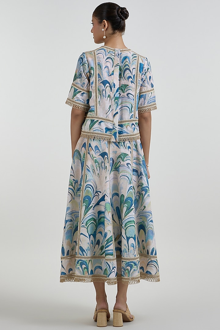 Multi-Colored Linen Blend Penelope Printed Skirt Set by Sobariko at Pernia's Pop Up Shop