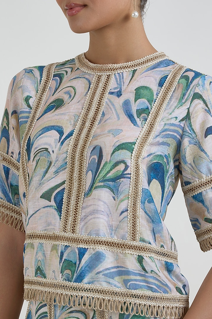 Multi-Colored Linen Blend Penelope Printed Skirt Set by Sobariko at Pernia's Pop Up Shop