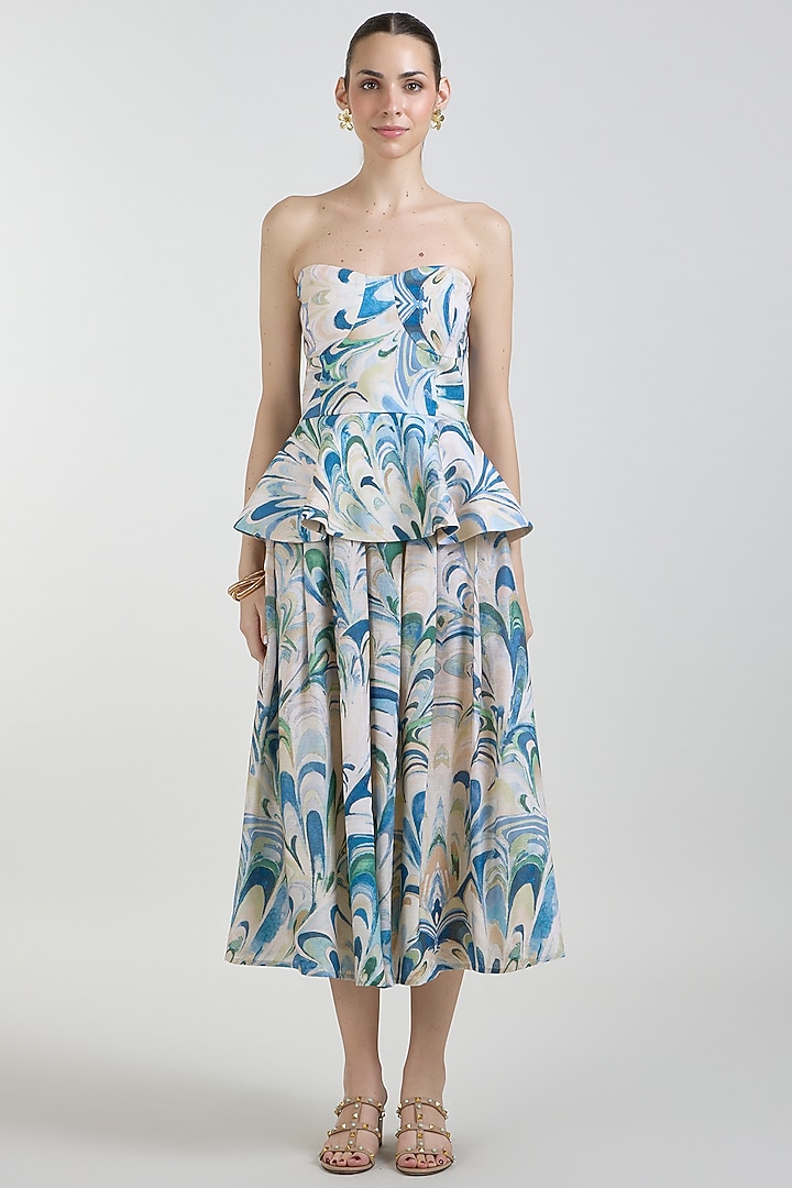 Multi-Colored Linen Blend Penelope Printed Co-Ord Set by Sobariko at Pernia's Pop Up Shop