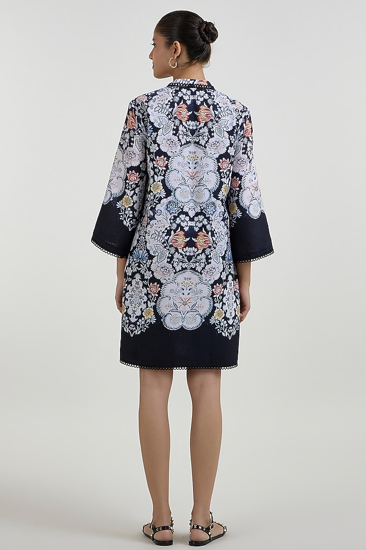 Black Linen Blend Valerie Printed Shift Summer Dress by Sobariko at Pernia's Pop Up Shop