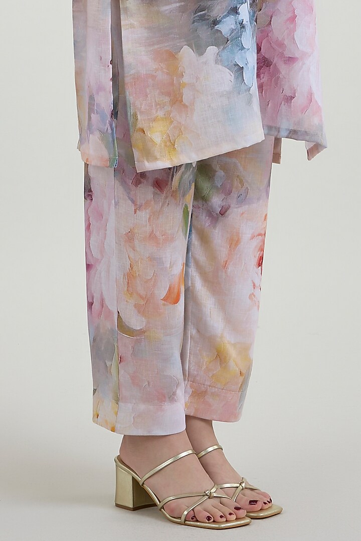 White Linen Blend Olivia Printed Tunic Set by Sobariko at Pernia's Pop Up Shop
