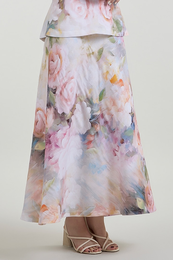 White Linen Blend Olivia Printed Strapless Layered Vacation Dress by Sobariko at Pernia's Pop Up Shop