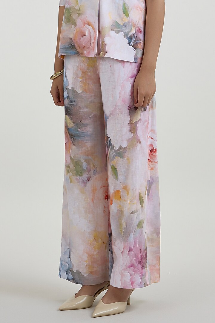White Linen Blend Olivia Printed Strapless Wrap Jacket Set by Sobariko at Pernia's Pop Up Shop