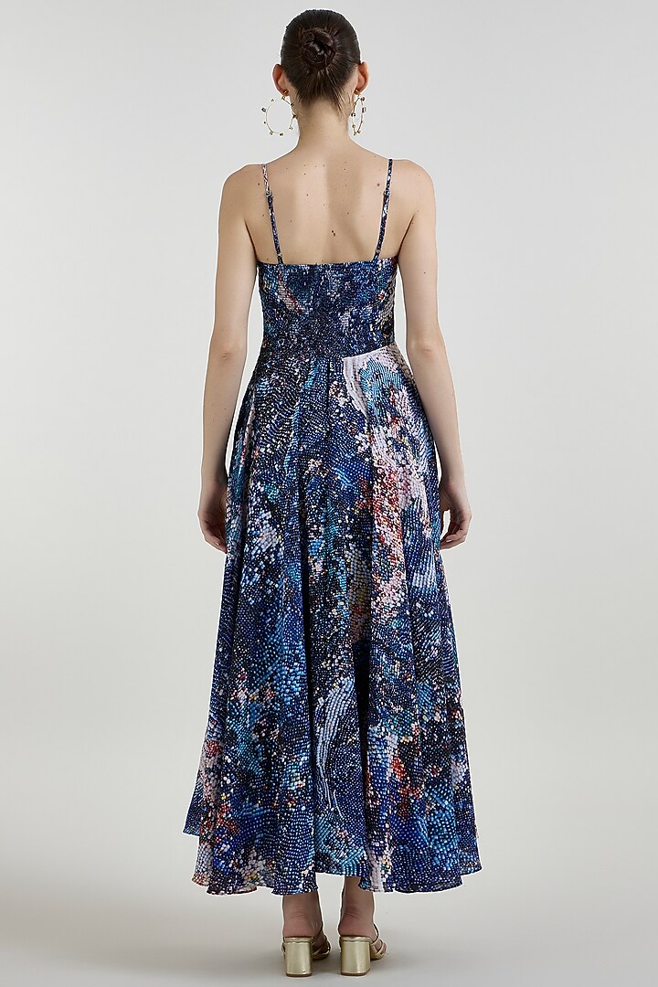 Multi-Colored Linen Blend Mosaic Printed Strappy Vacation Dress by Sobariko at Pernia's Pop Up Shop