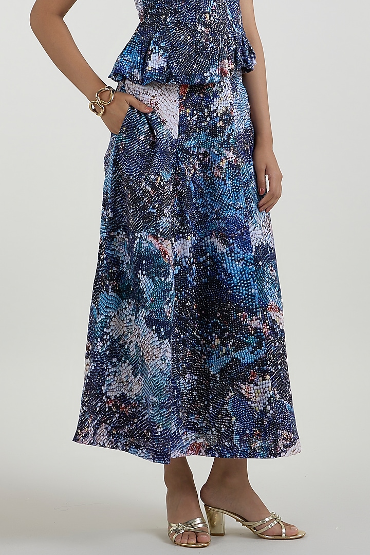 Multi-Colored Linen Blend Mosaic Printed Skirt Set by Sobariko at Pernia's Pop Up Shop