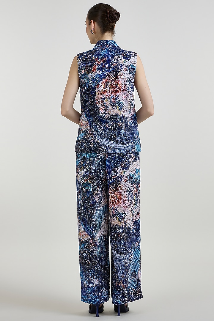 Multi-Colored Linen Blend Mosaic Printed Wrap Jacket Set by Sobariko at Pernia's Pop Up Shop