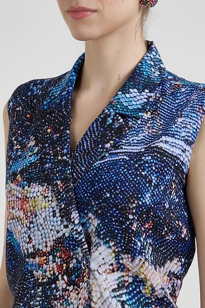 Multi-Colored Linen Blend Mosaic Printed Wrap Jacket Set by Sobariko at Pernia's Pop Up Shop