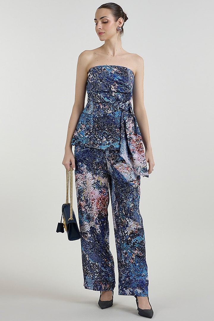 Multi-Colored Linen Blend Mosaic Printed Co-Ord Set by Sobariko at Pernia's Pop Up Shop