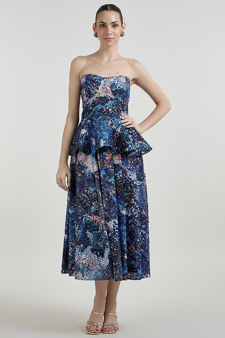 Multi-Colored Linen Blend Mosaic Printed Skirt Set by Sobariko at Pernia's Pop Up Shop