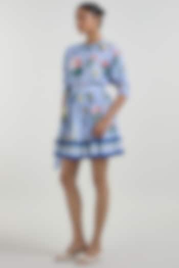 Blue Linen Blend Mini Summer Dress by Sobariko at Pernia's Pop Up Shop