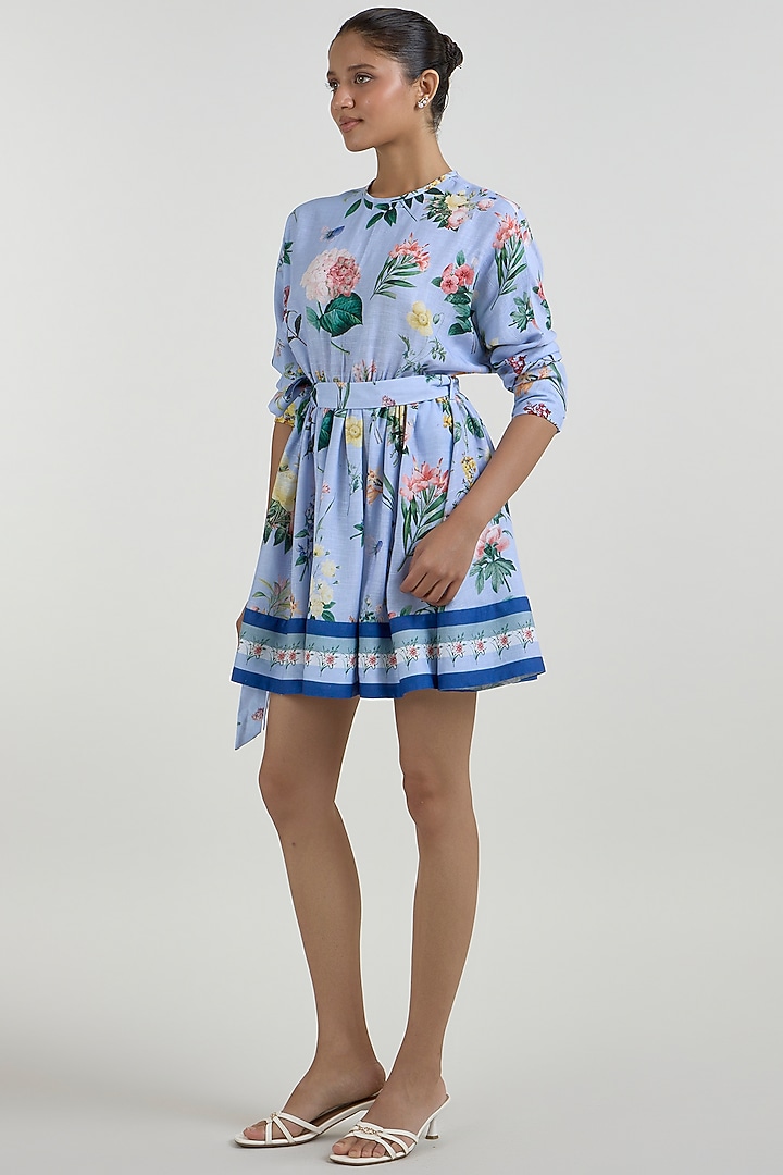 Blue Linen Blend Mini Summer Dress by Sobariko at Pernia's Pop Up Shop